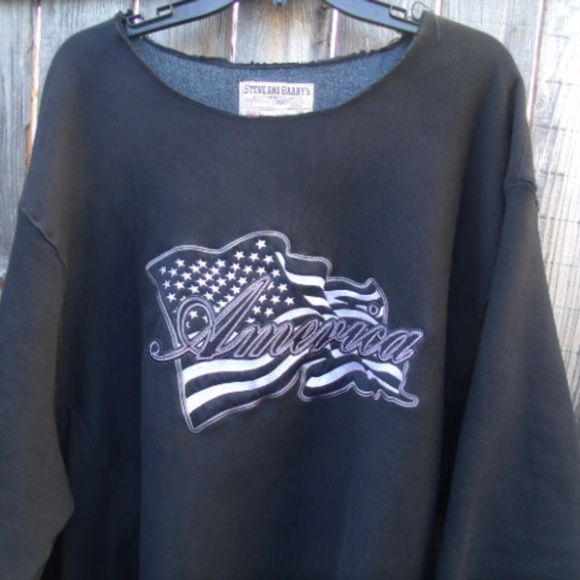 STEVE AND BARRY'S AMERICA Flag BLACK SWEATER XL - Picture 4 of 4